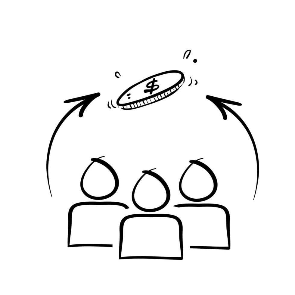 hand drawn doodle icon public finance management illustration vector