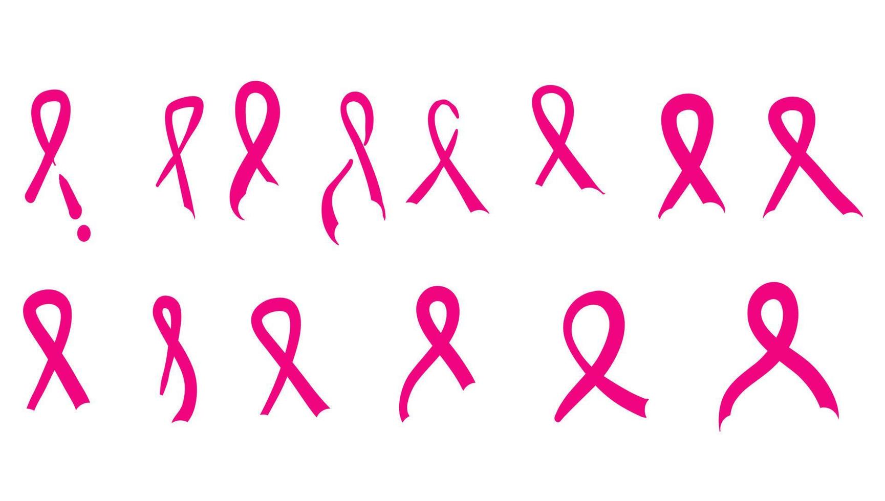 símbolo de cinta rosa para el mes de concientización sobre los senos con vector de estilo de garabato dibujado a mano