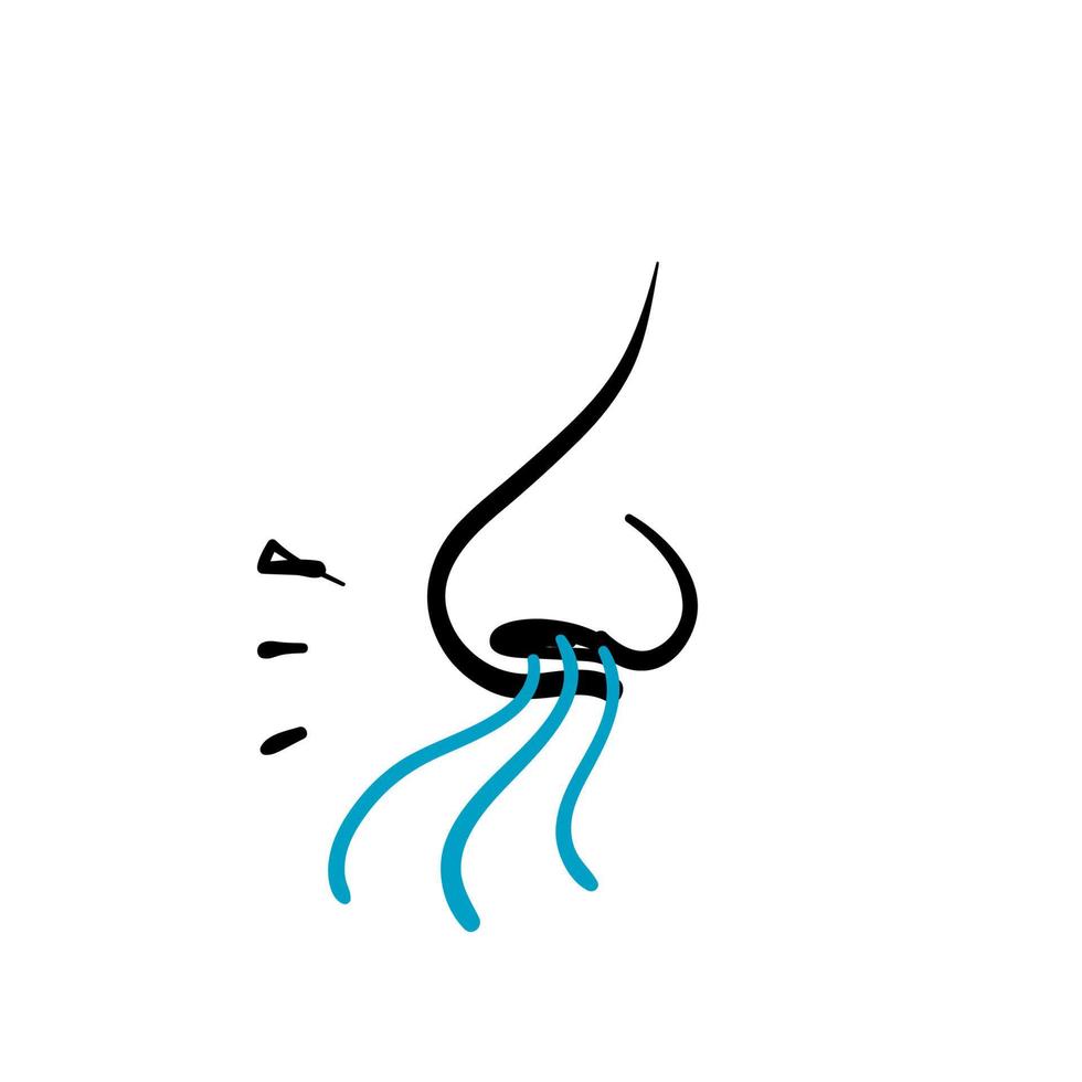 hand drawn doodle nose sense smell illustration icon isolated vector