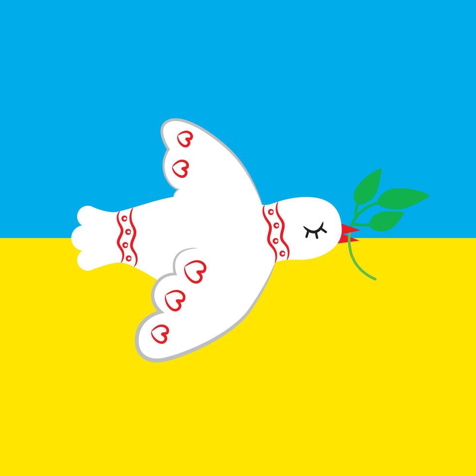 paloma de la paz en el fondo de la bandera ucraniana. vector