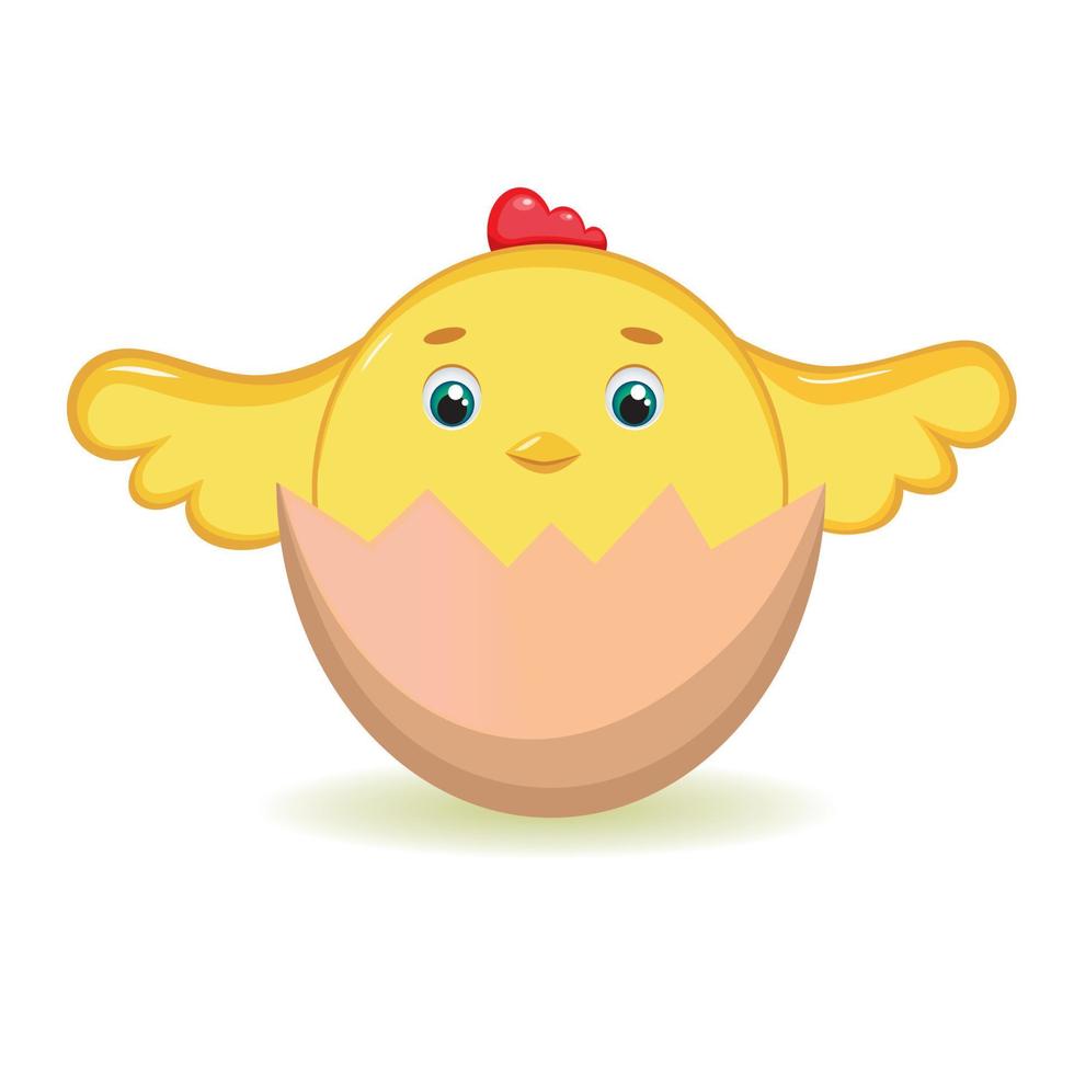 A small yellow chick sits in an egg. vector