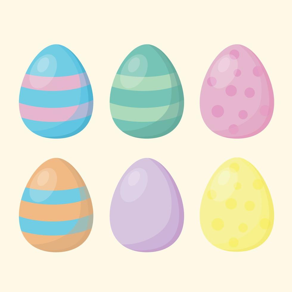 Conjunto de coloridos huevos de Pascua. vector