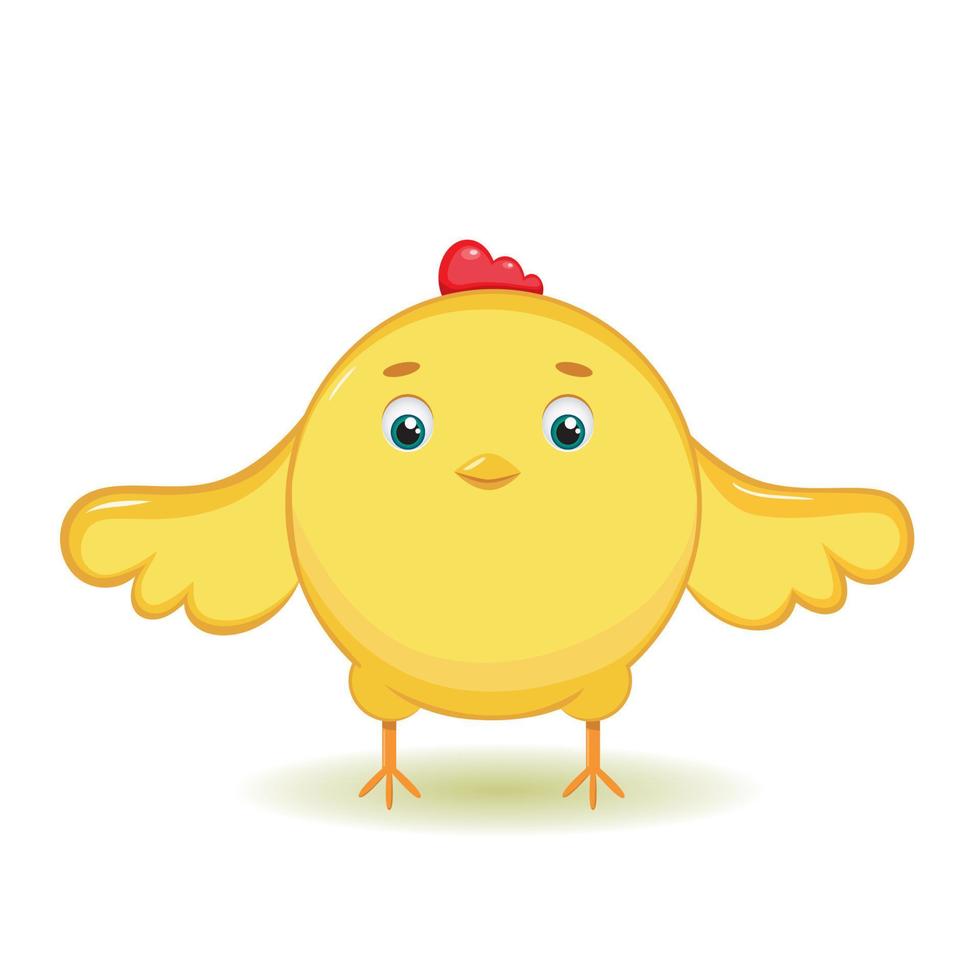 Cartoon cute yellow chicken. vector