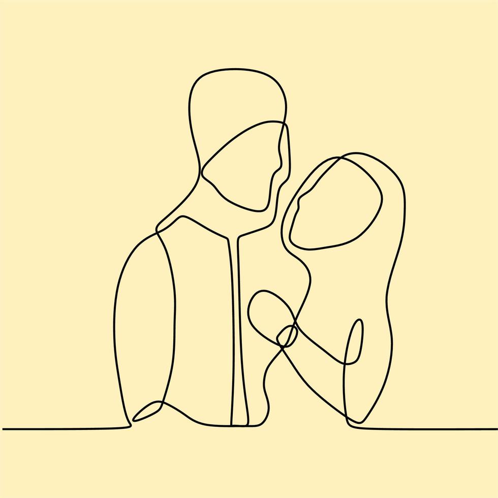 pareja de dibujo de línea continua vector