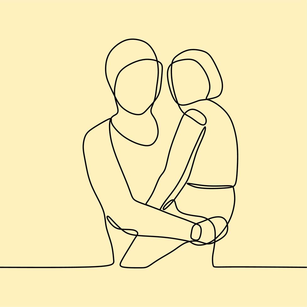 continuous line drawing family vector