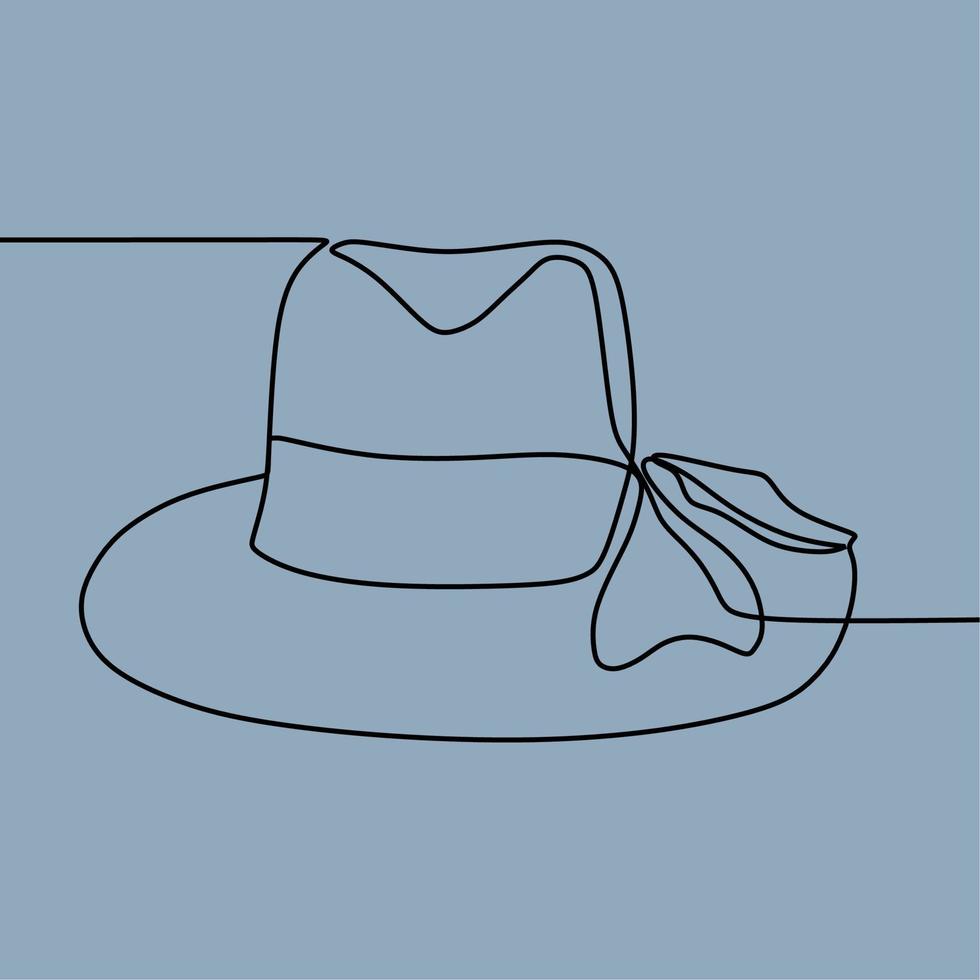 continuous line drawing on hat vector