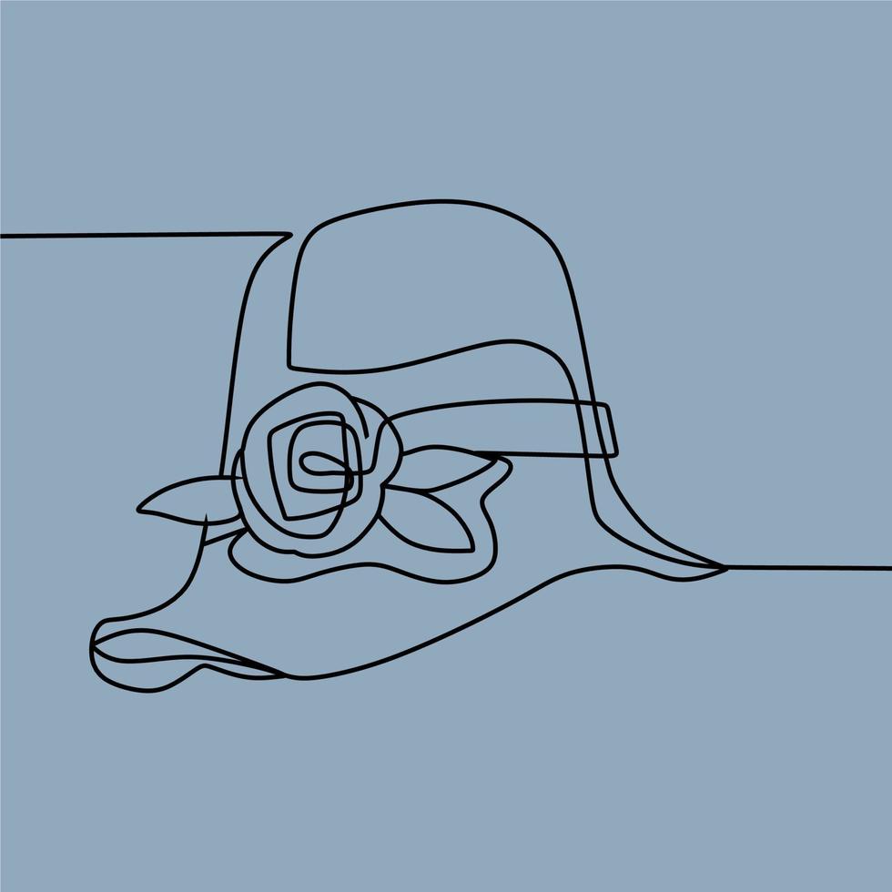 continuous line drawing on hat vector