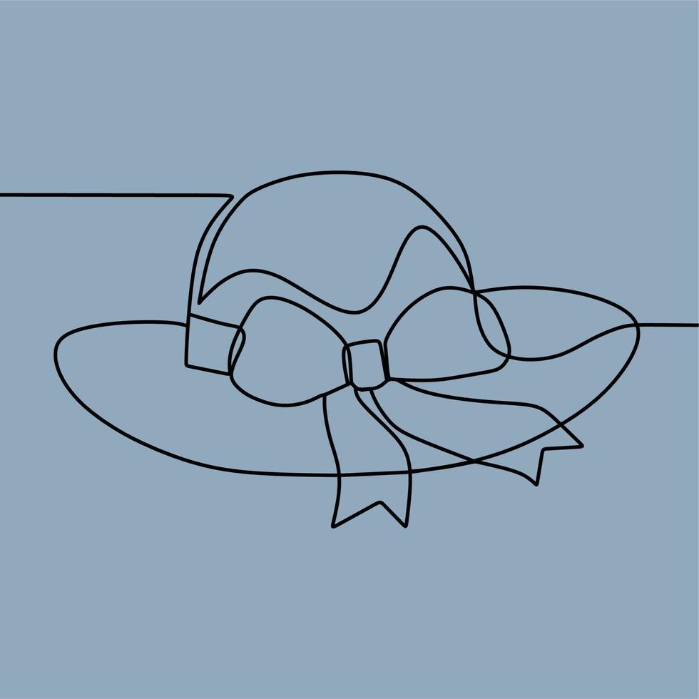 continuous line drawing on hat vector