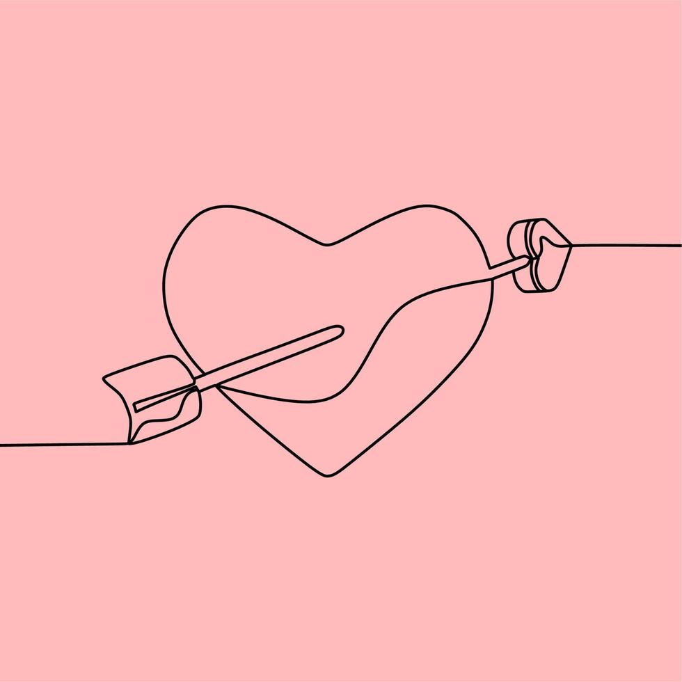 continuous line drawing on love vector