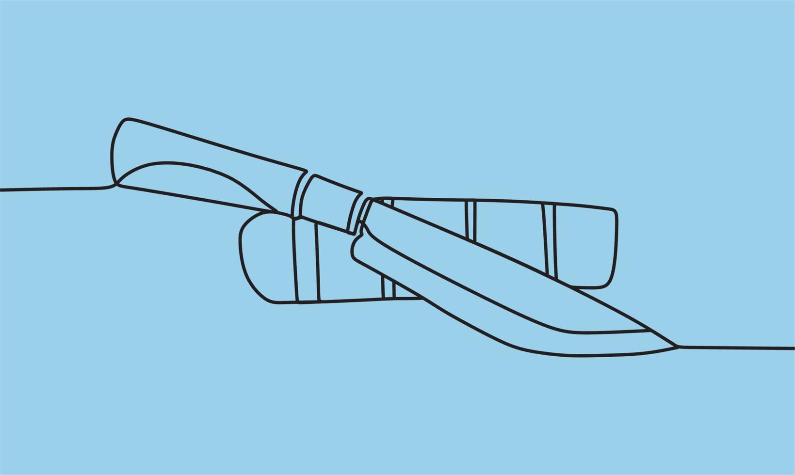 continuous line drawing on knife vector