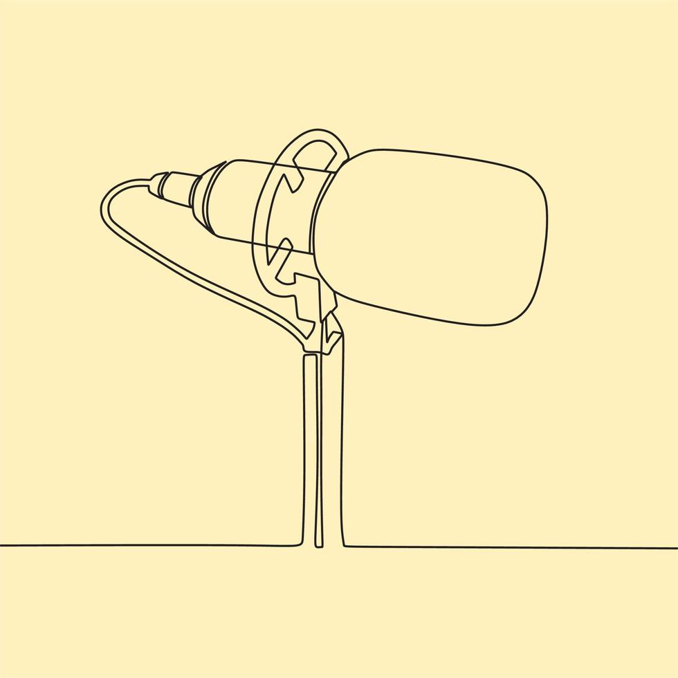 continuous line drawing on microphone vector