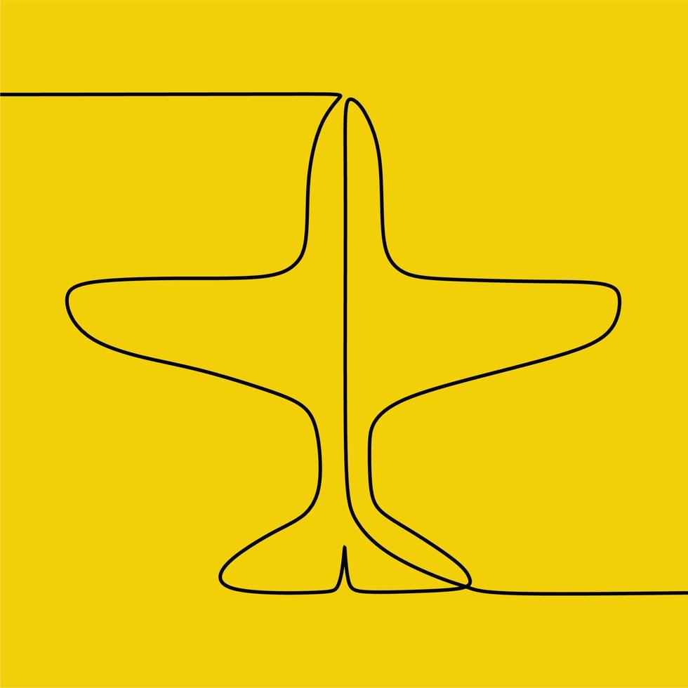 continuous line drawing on plane vector