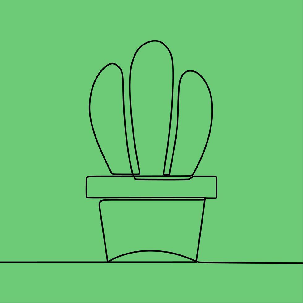 continuous line drawing on plant vector