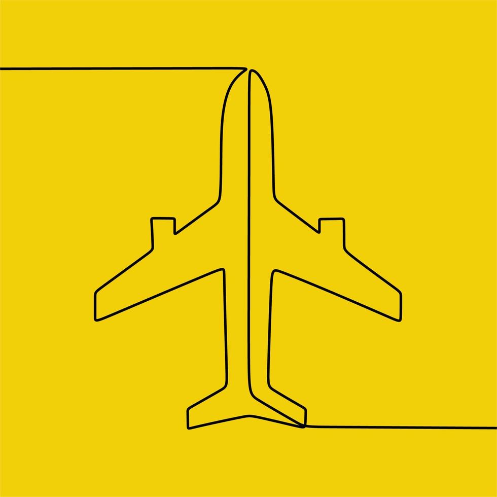 continuous line drawing on plane vector