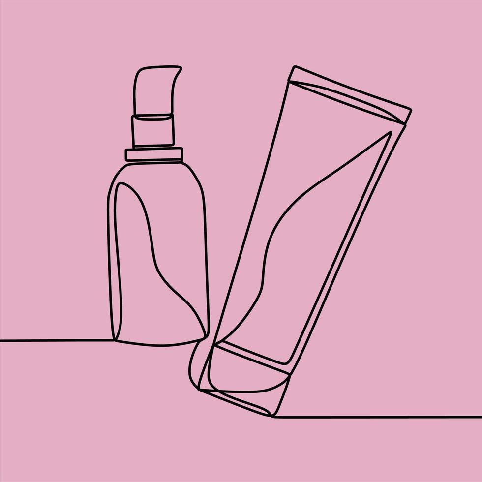 continuous line drawing on skincare vector