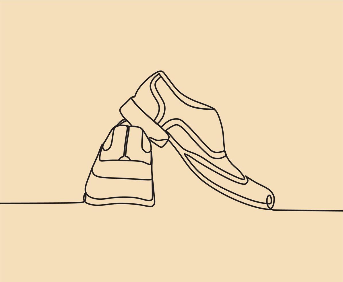 continuous line drawing on shoes vector