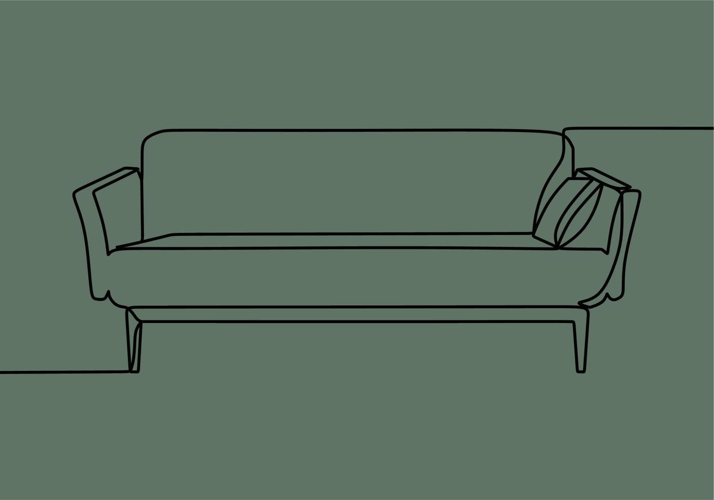 dibujo de línea continua en el sofá vector