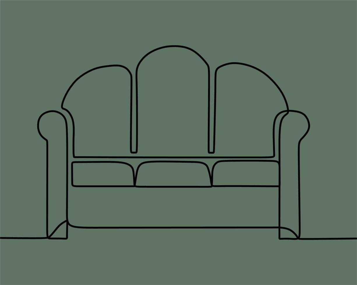 continuous line drawing on sofa vector