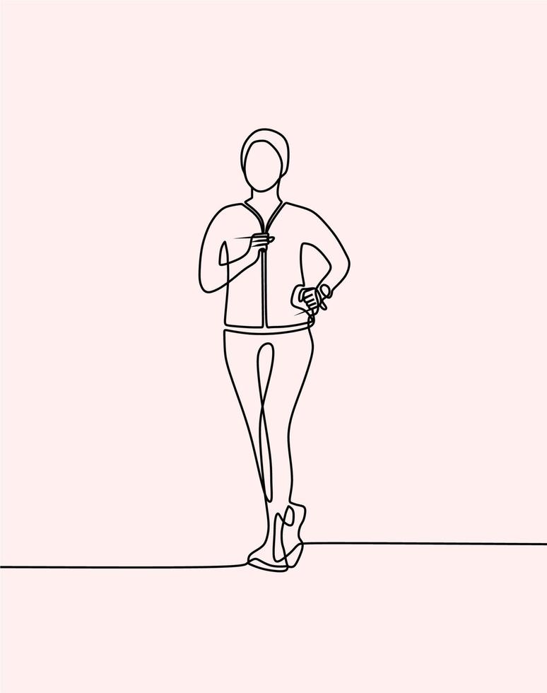continuous line drawing on sports people vector