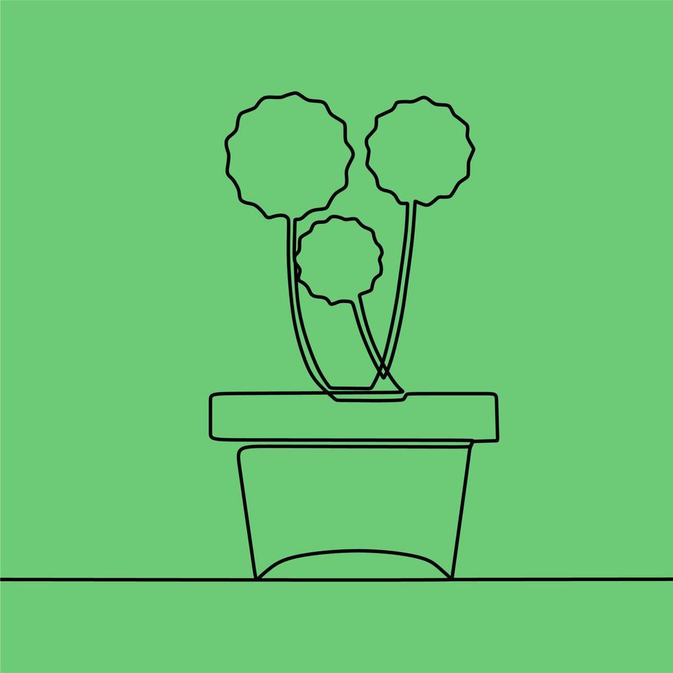 continuous line drawing on plant vector