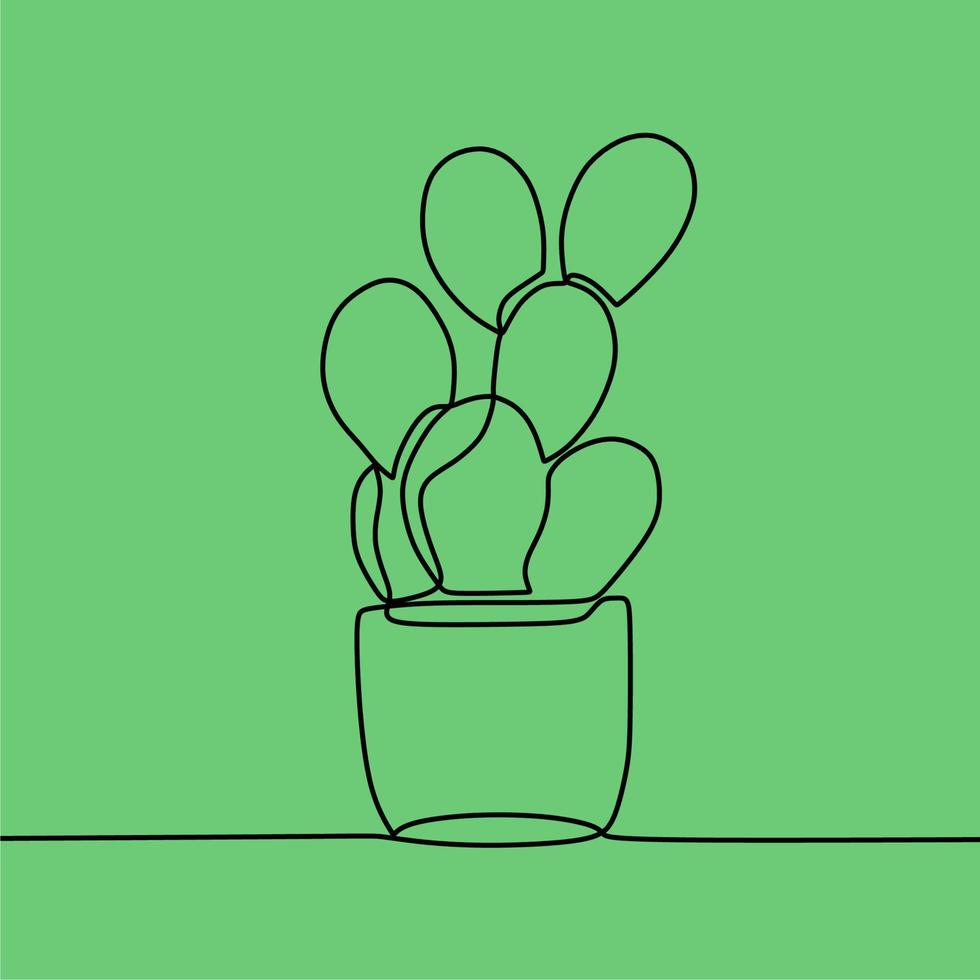 continuous line drawing on plant vector