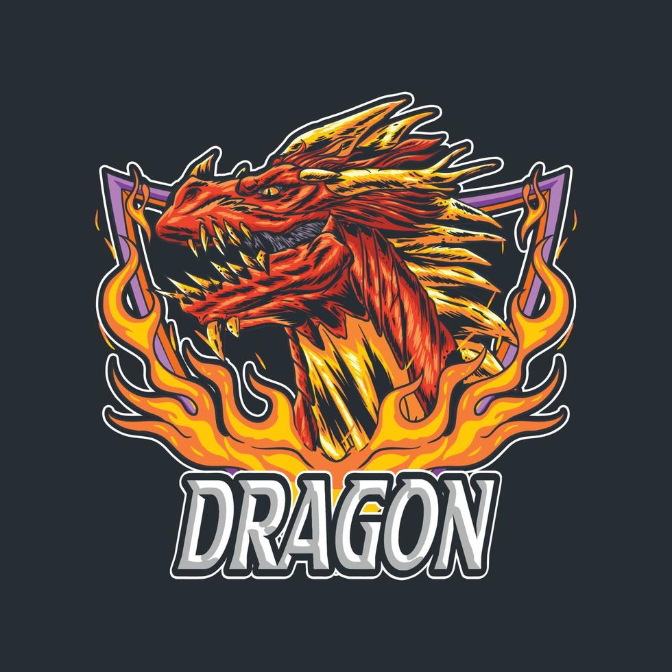 logotipo de dragón para jugadores de equipo y deportes vector