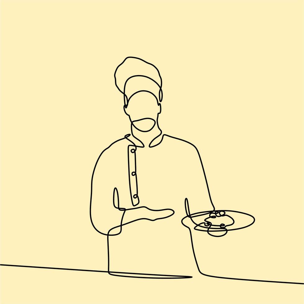 continuous line drawing on chef vector