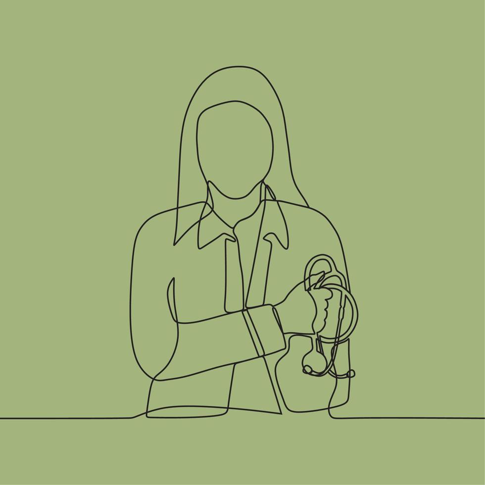continuous line drawing doctor vector