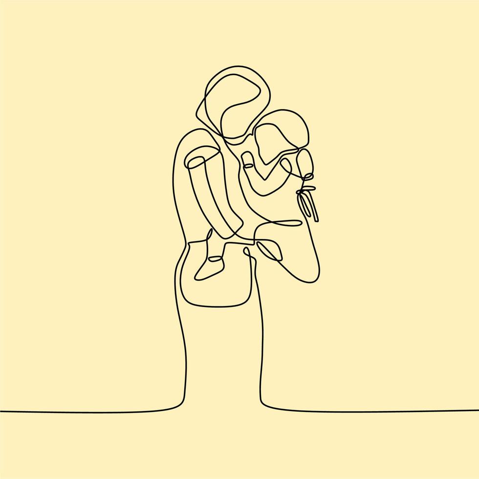 continuous line drawing family vector
