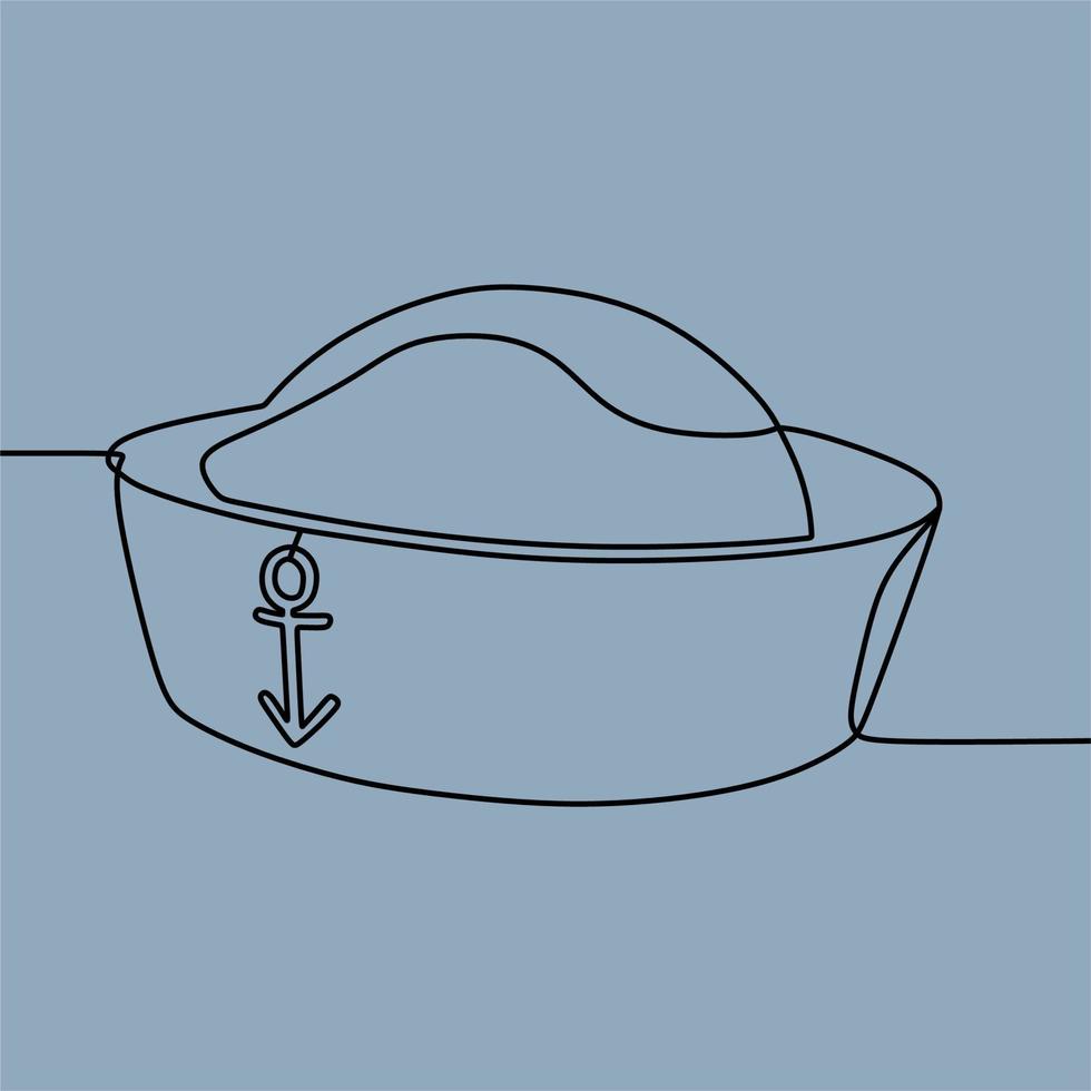 continuous line drawing on hat vector