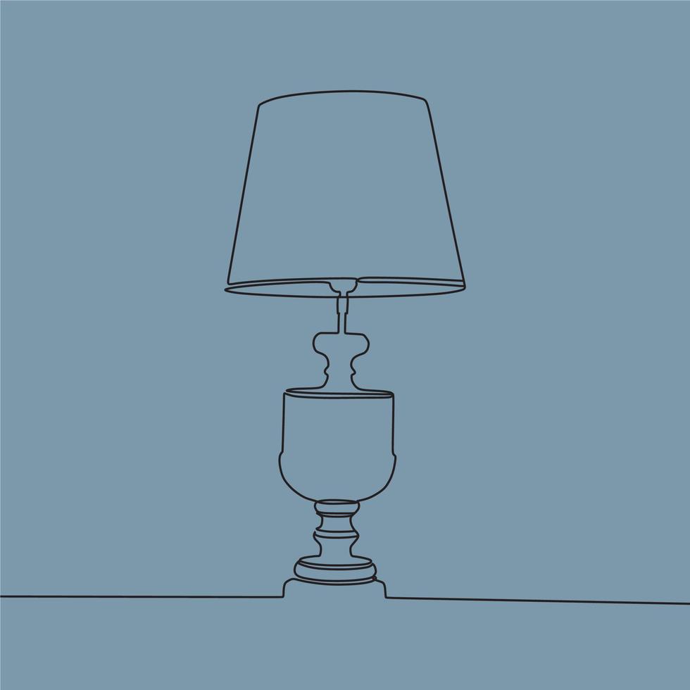 continuous line drawing on lamp vector