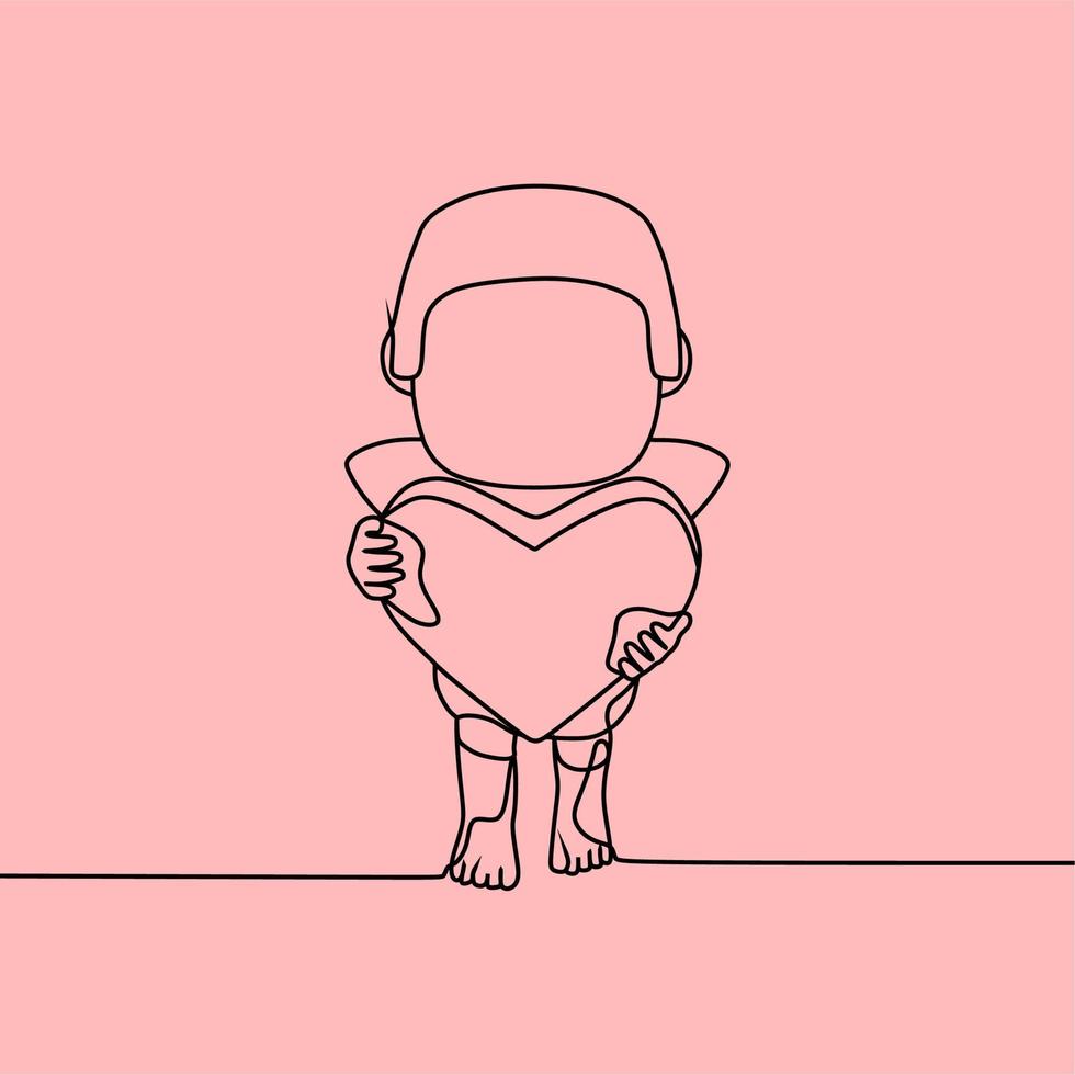 continuous line drawing on love vector