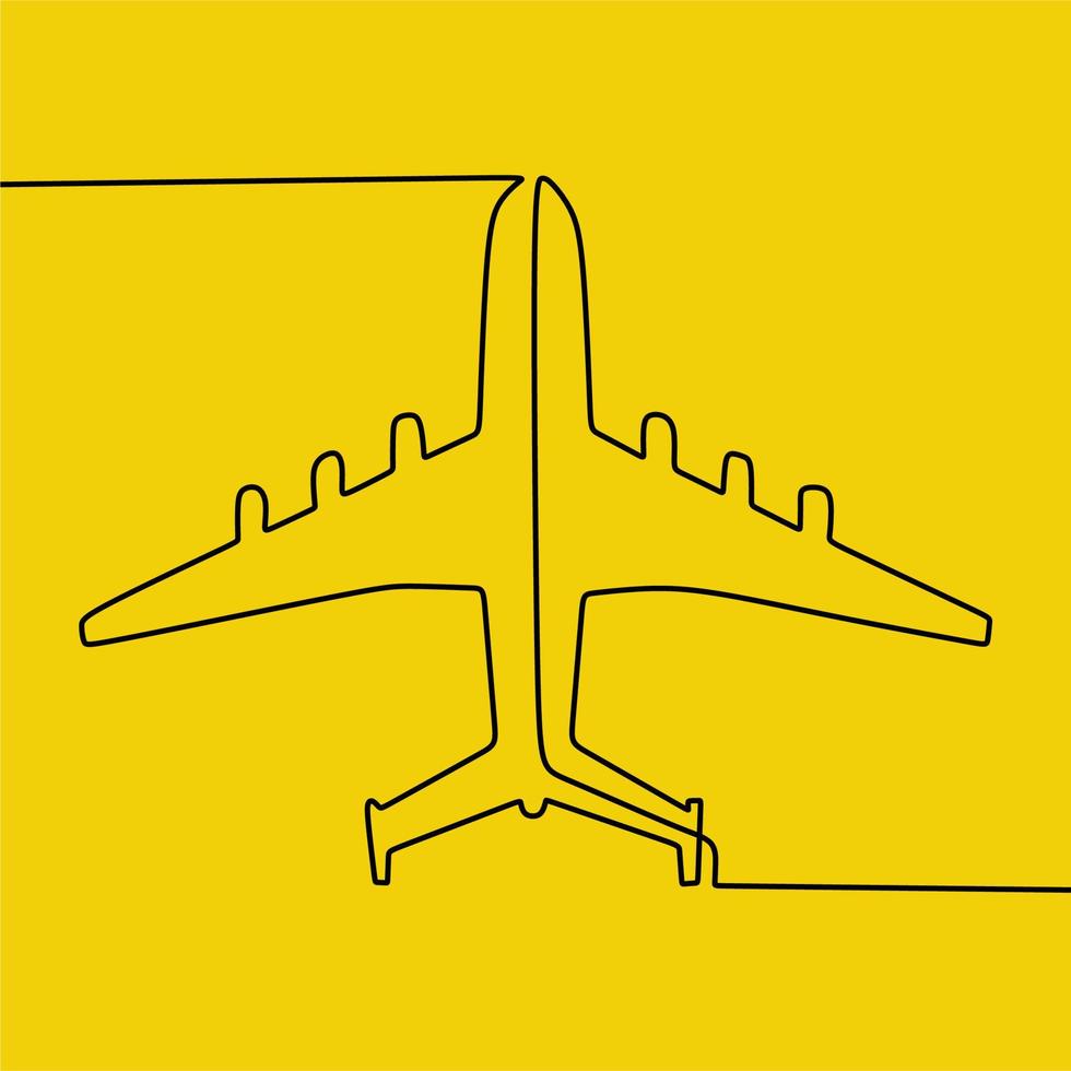 continuous line drawing on plane vector
