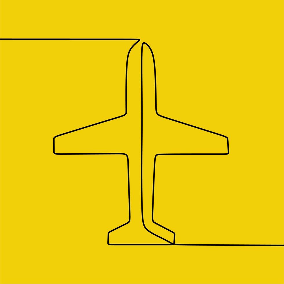 continuous line drawing on plane vector