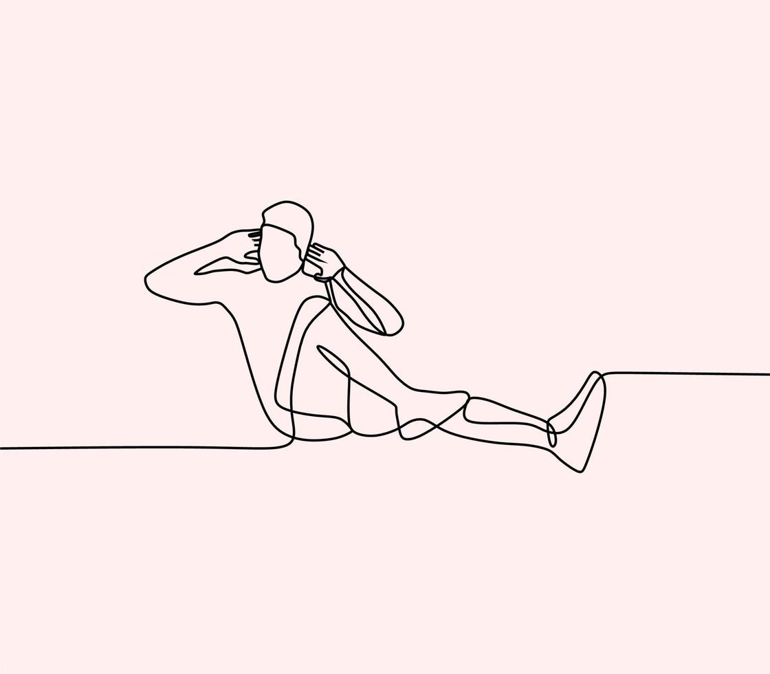 continuous line drawing on sports people vector