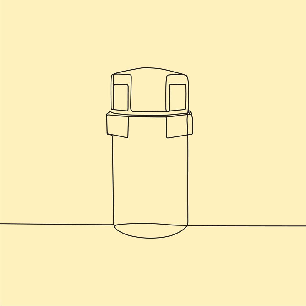 continuous line drawing on trash box vector