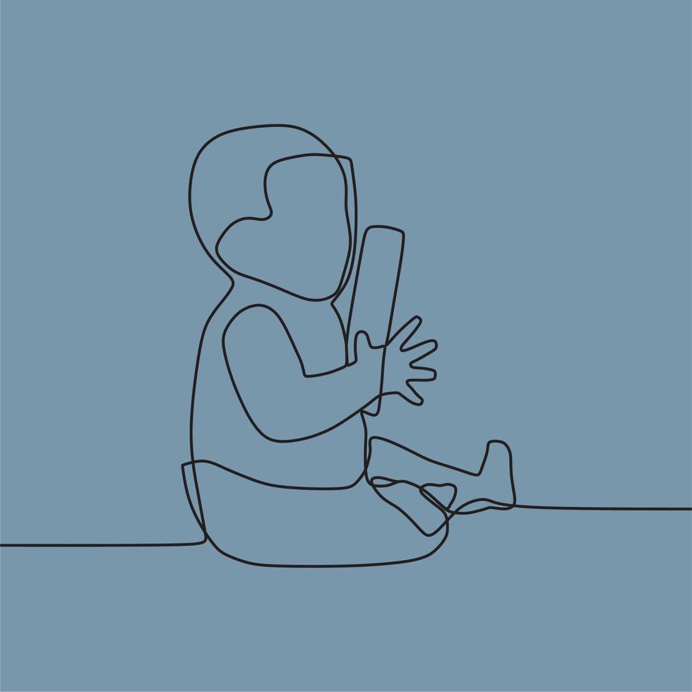 continuous line drawing on children vector