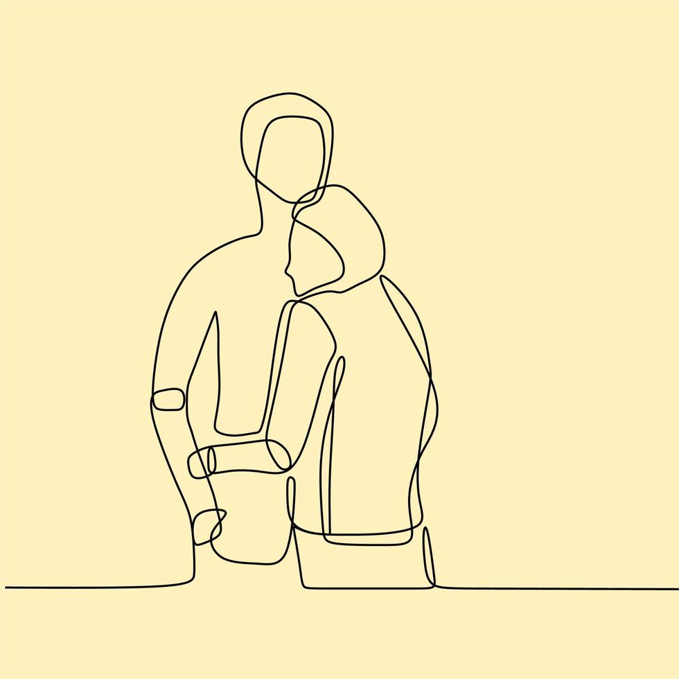 continuous line drawing couple vector