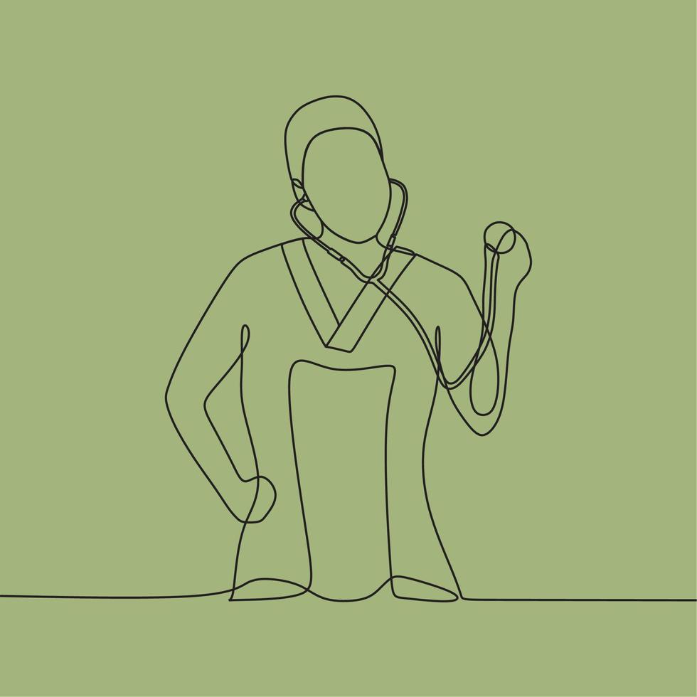 continuous line drawing doctor vector