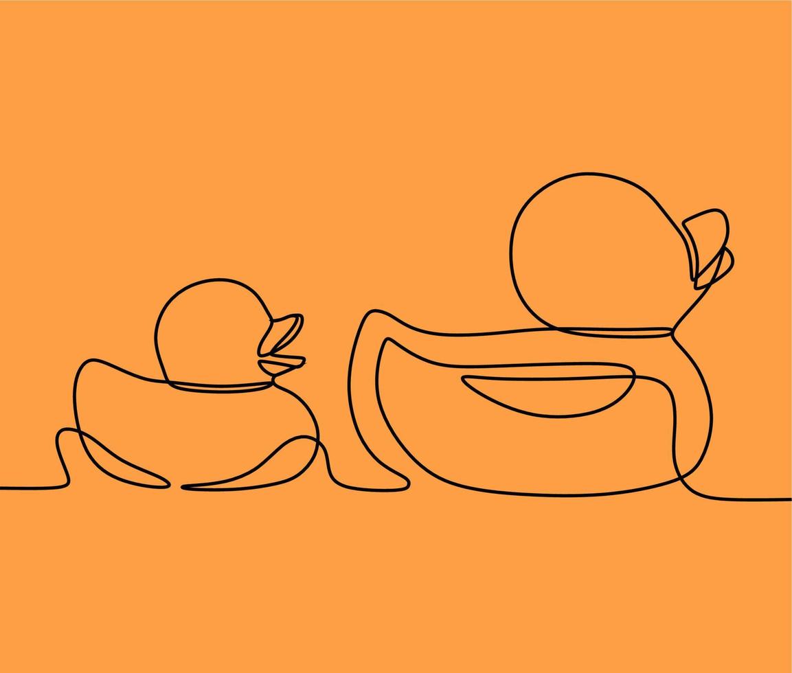 continuous line drawing on duck vector
