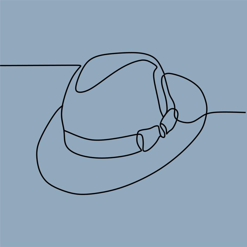 continuous line drawing on hat vector