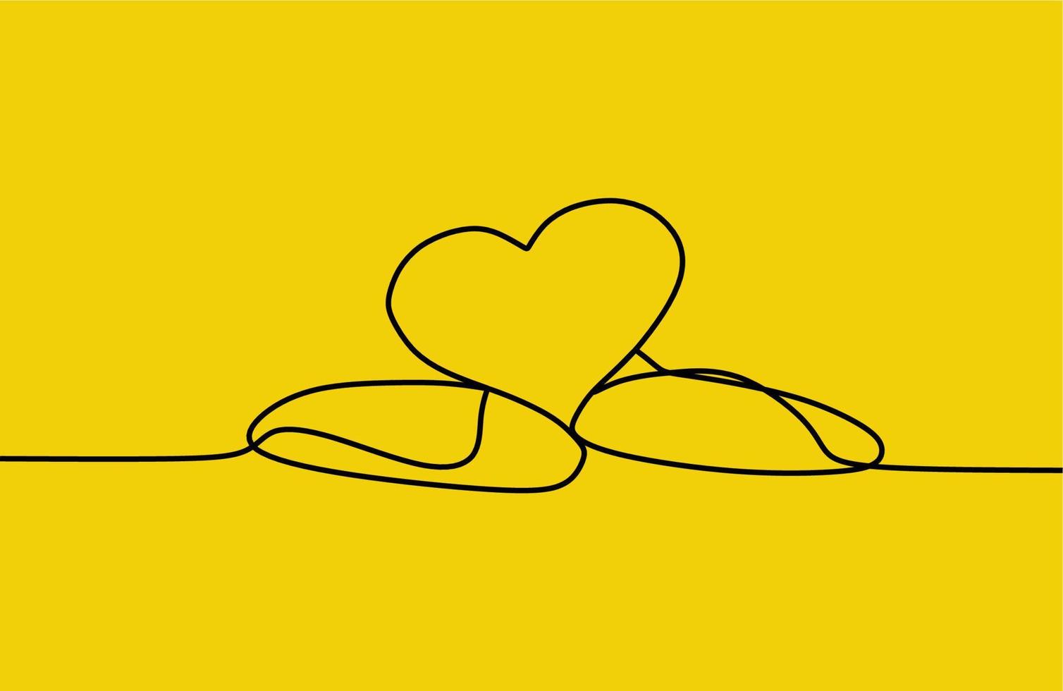 continuous line drawing on heart vector