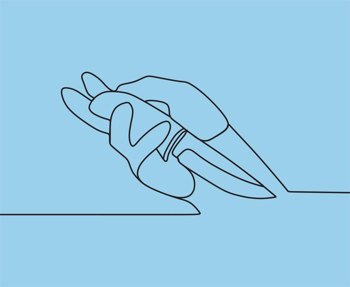 continuous line drawing on knife vector