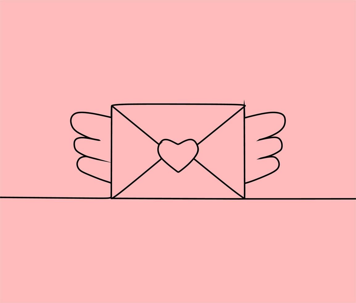 continuous line drawing on love vector