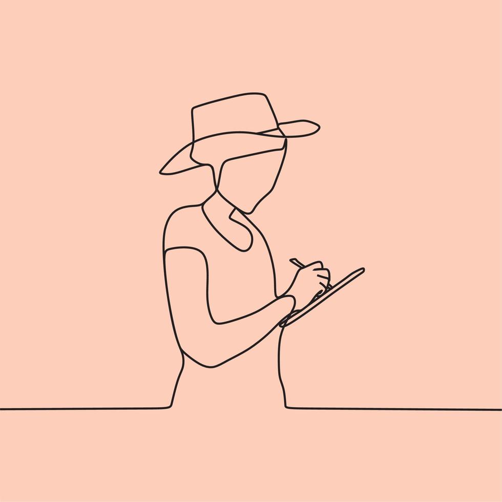 continuous line drawing people with laptop vector