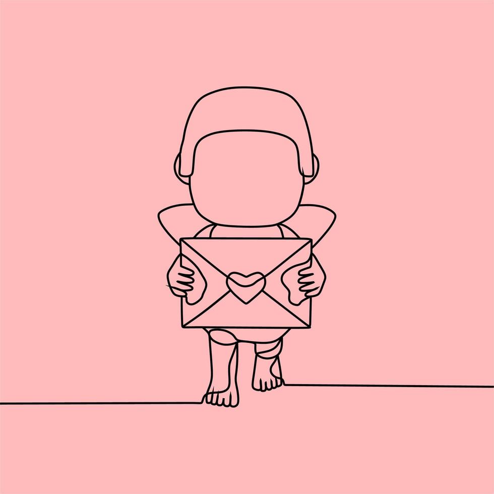 continuous line drawing on love vector