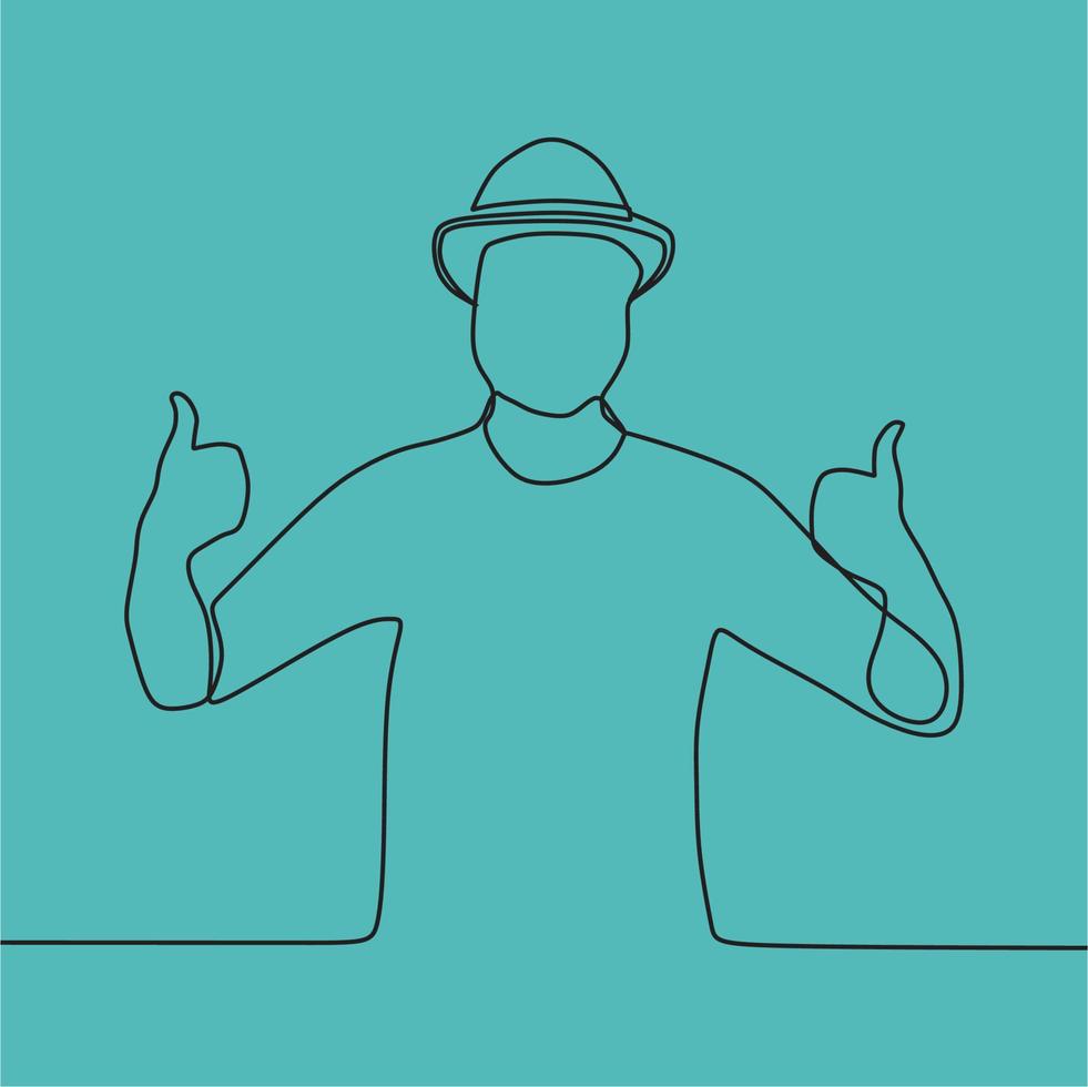 continuous line drawing people with hat vector