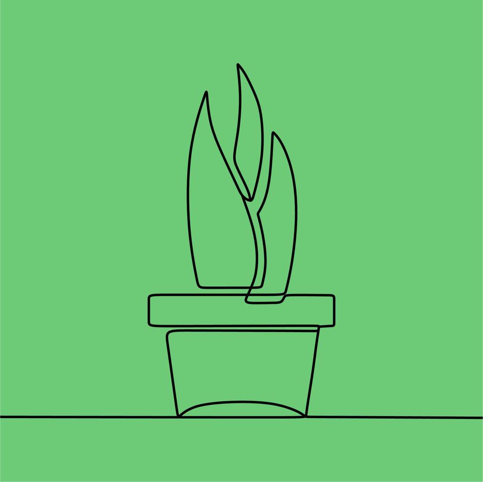 continuous line drawing on plant vector