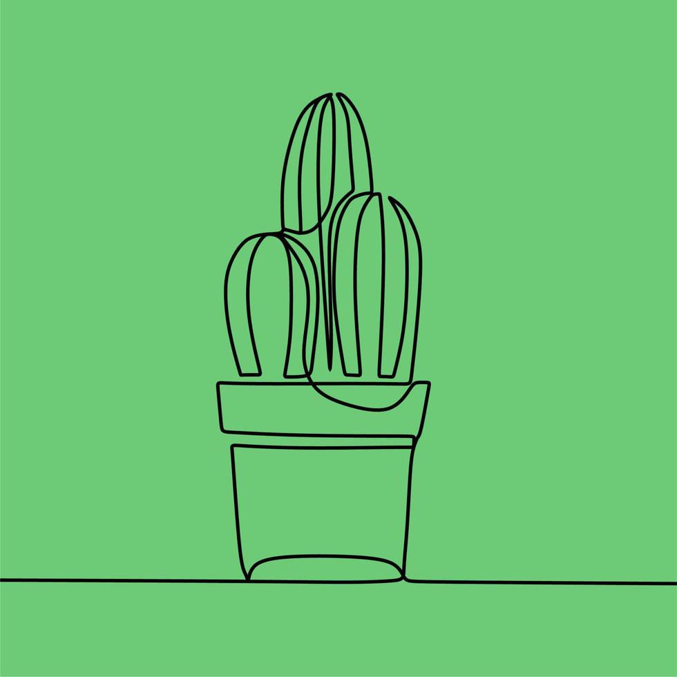 continuous line drawing on plant vector