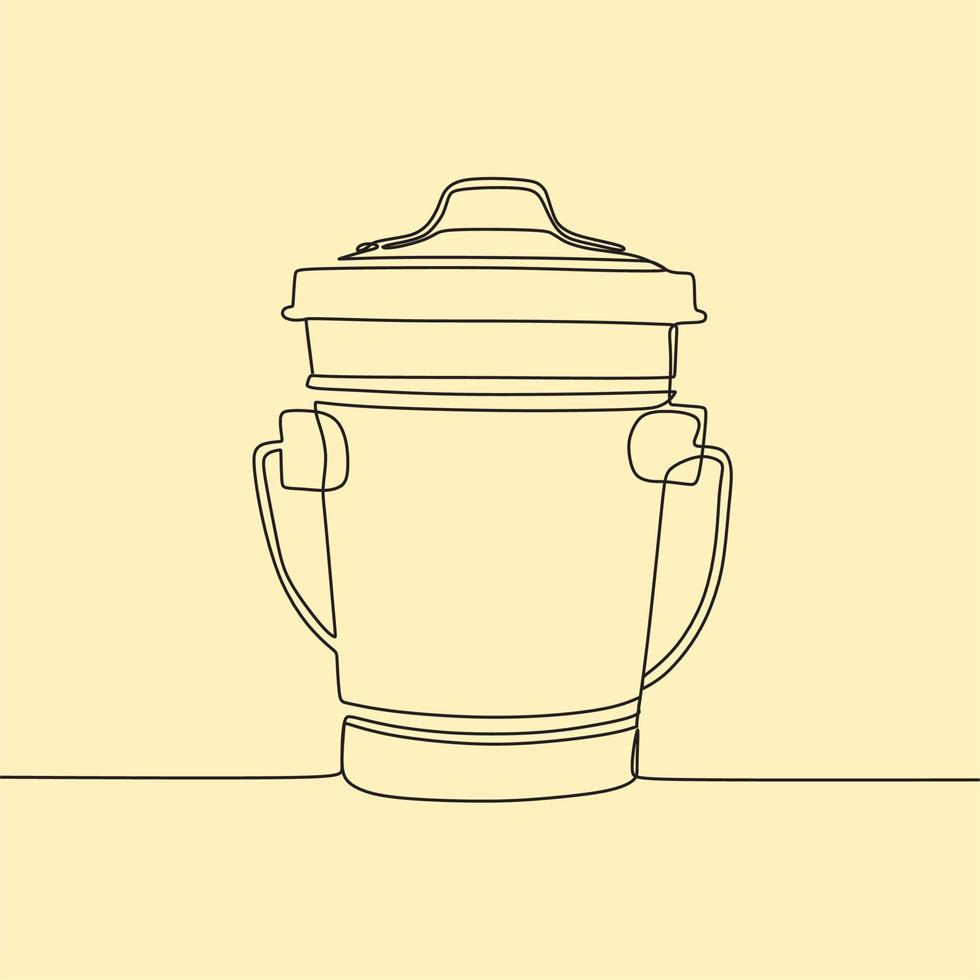 continuous line drawing on trash box vector